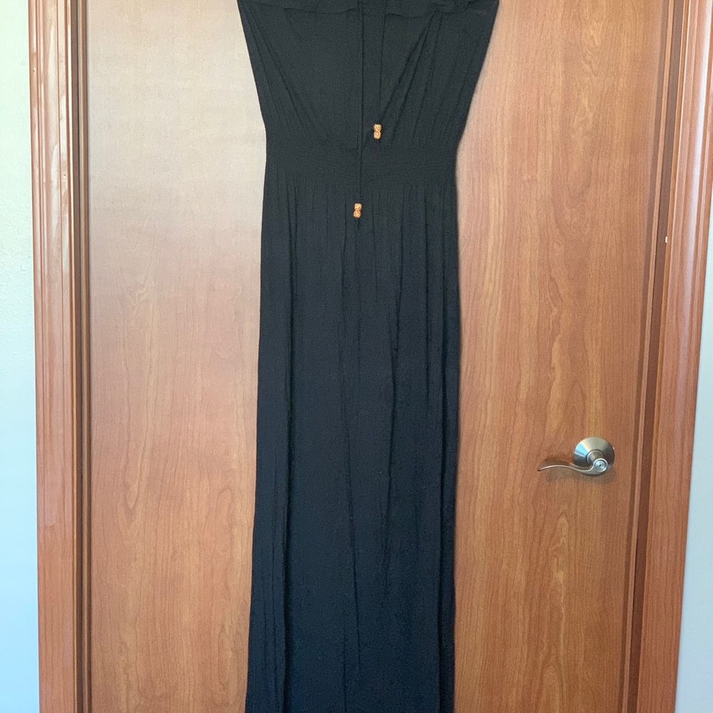 Black strapless maxi dress!